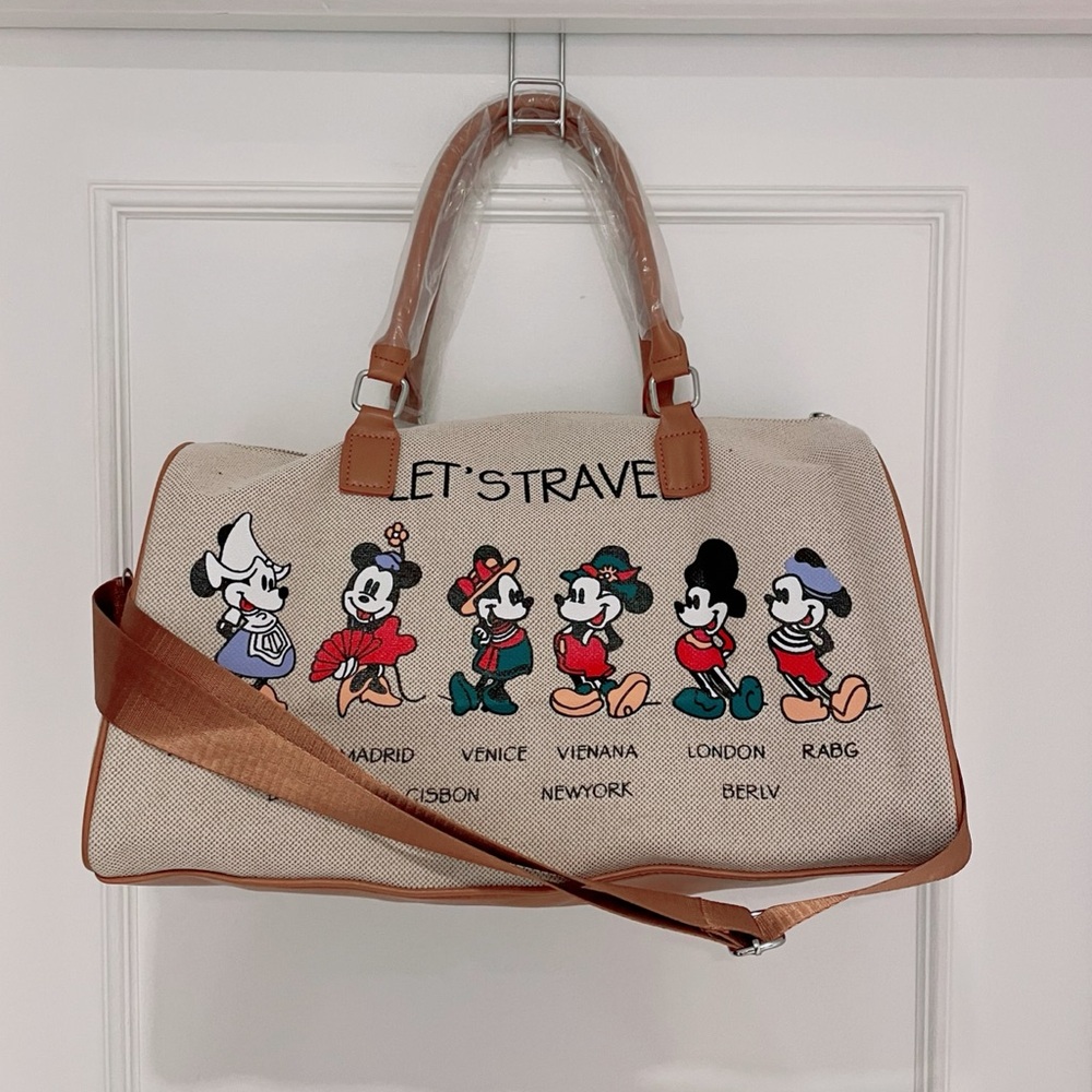 Disney Tan and Cream Travel Bag with Cartoon Design